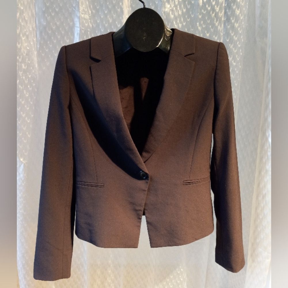 ANTONIO MELANI Women's Blazer Long Sleeve One Button Chocolate Brown Size 8